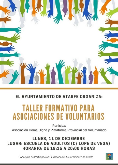 El Ayuntamiento de Atarfe organiza un taller formativo para fomentar el voluntariado